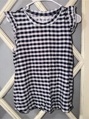 Maurices Navy and White Gingham Blouse